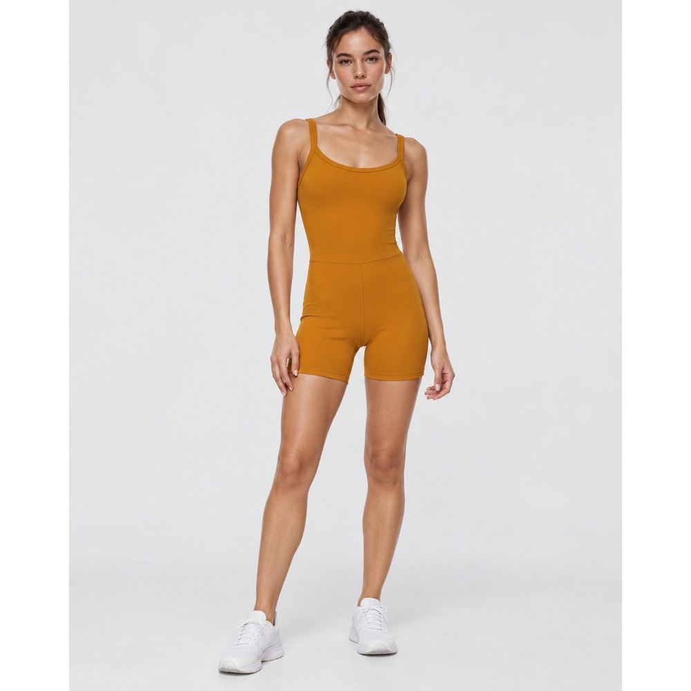 Wilfred Free Aritzia Divinity Romper Mustard Yellow XS 108116 Active Bodysuit